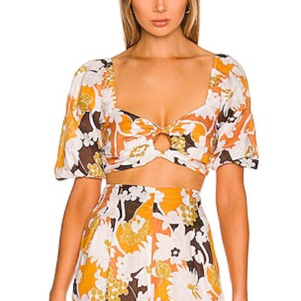 NWT Faithfull the Brand Floral Linen Crop Top size 4 / small